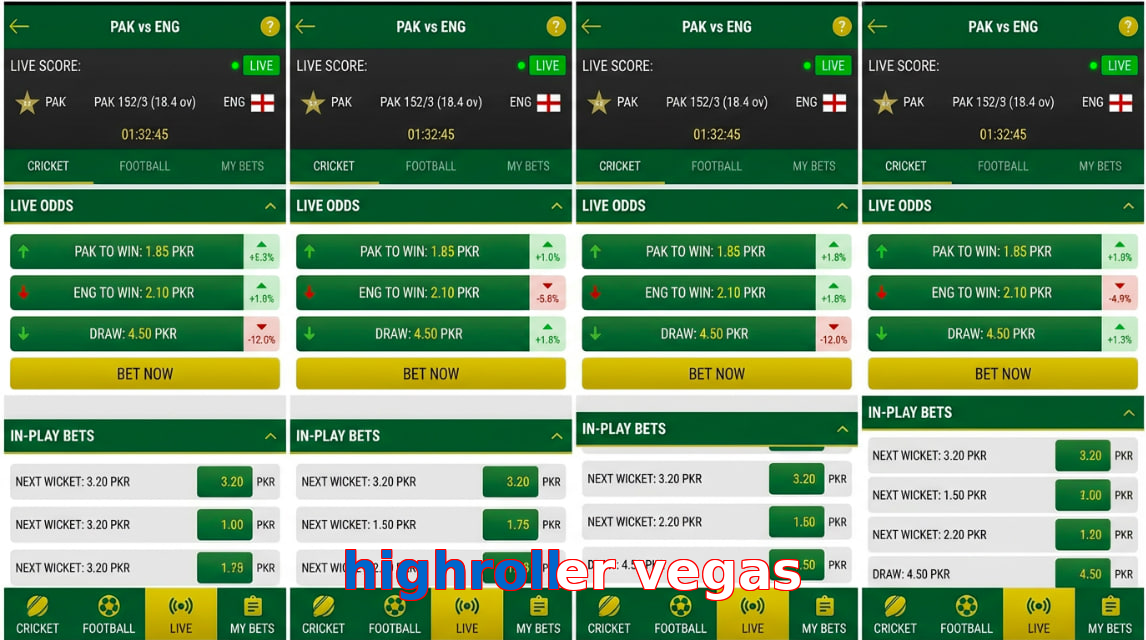 Game list for Highroller Vegas bet section