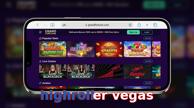 Main screen of Highroller Vegas ios page for PK players
